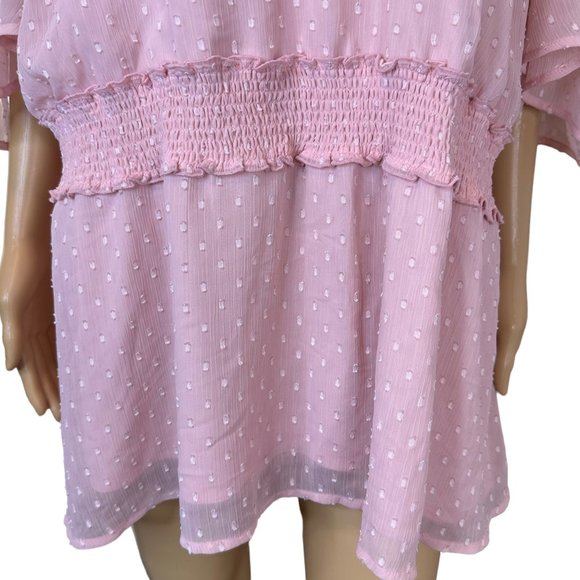 Lane Bryant Womens Blouse Size 26 Baby Pink Cold Shoulders Lined Elastic Waist - Picture 7 of 14